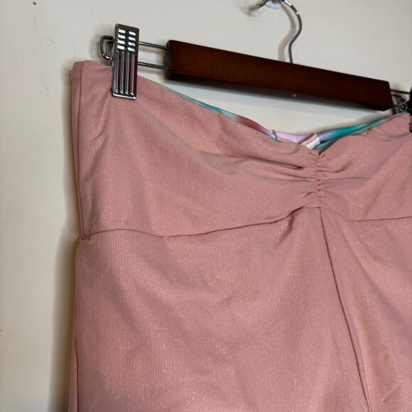 Citrus Shirred Reversible Booty Swim Shorts Pink Multicolor NWT Size Large - Picture 4 of 10